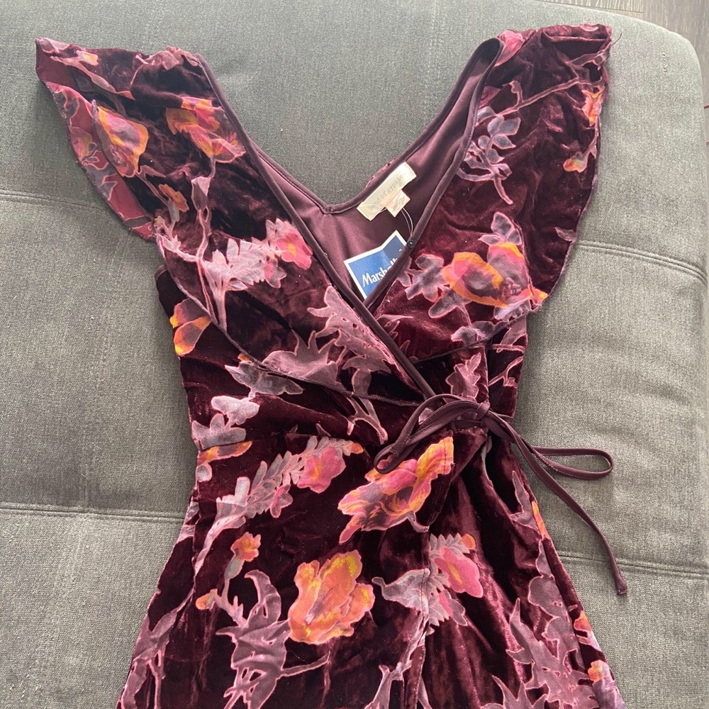 Band of Gypsies Maroon Ruffle Wrap Around Dress